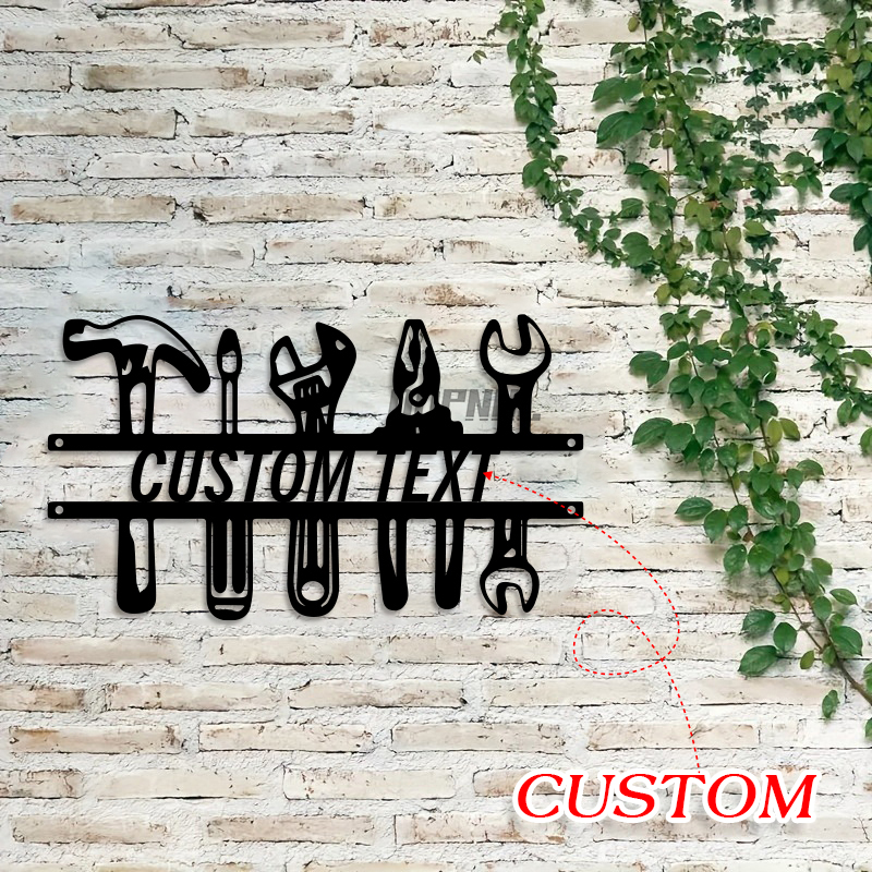 Workshop Tools With Name - DIY Industrial Style Iron Wall Art,Customized