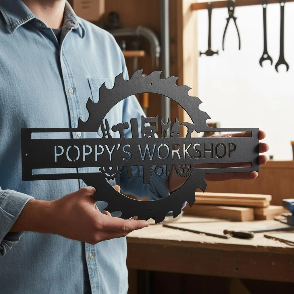 Workshop Tools With Name - Custom Garage Name Sign,Workshop Metal Sign,Tool