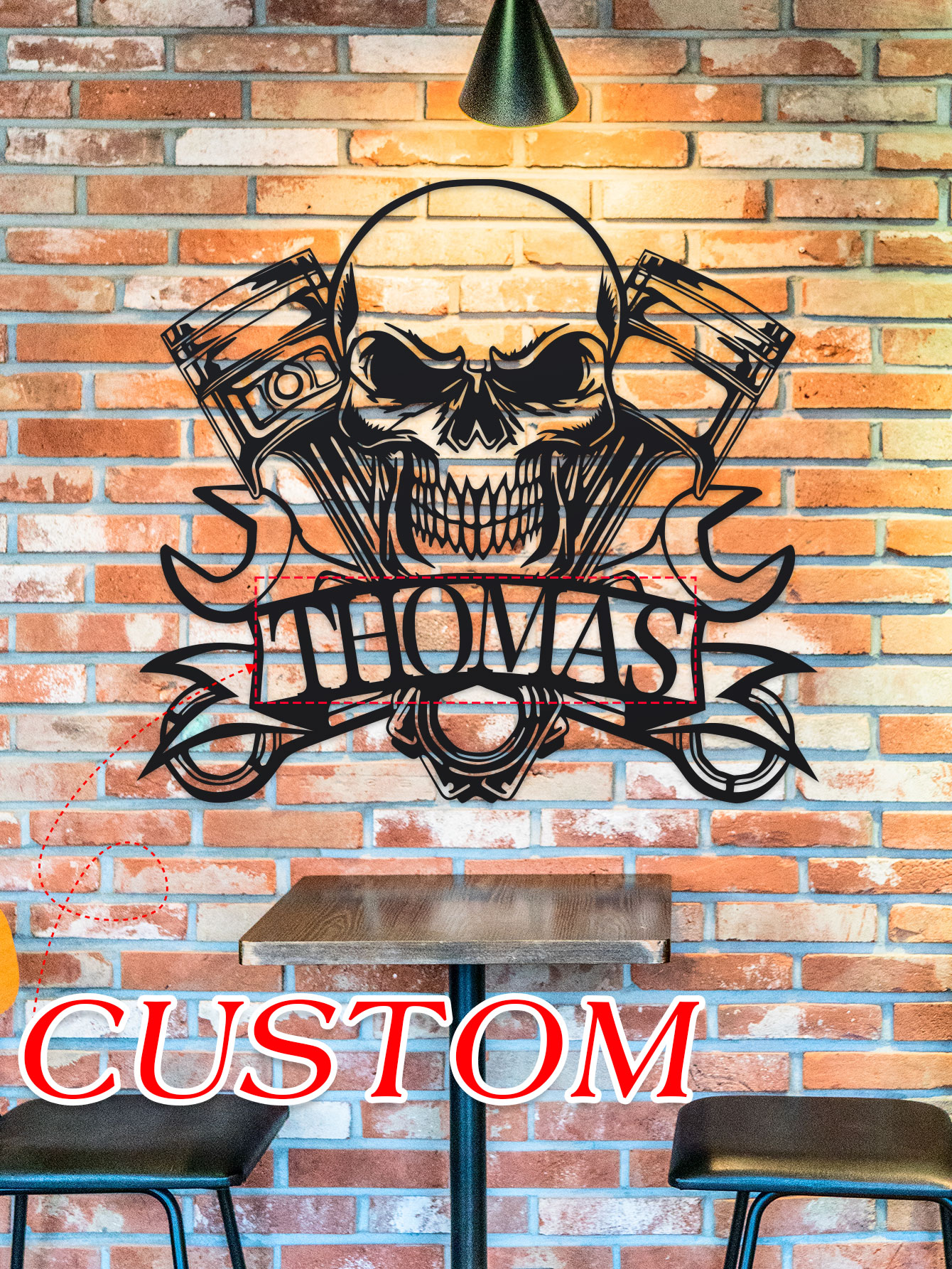 Workshop Tools With Name - [Customer Favorite] Personalized Skull Mechanic Metal