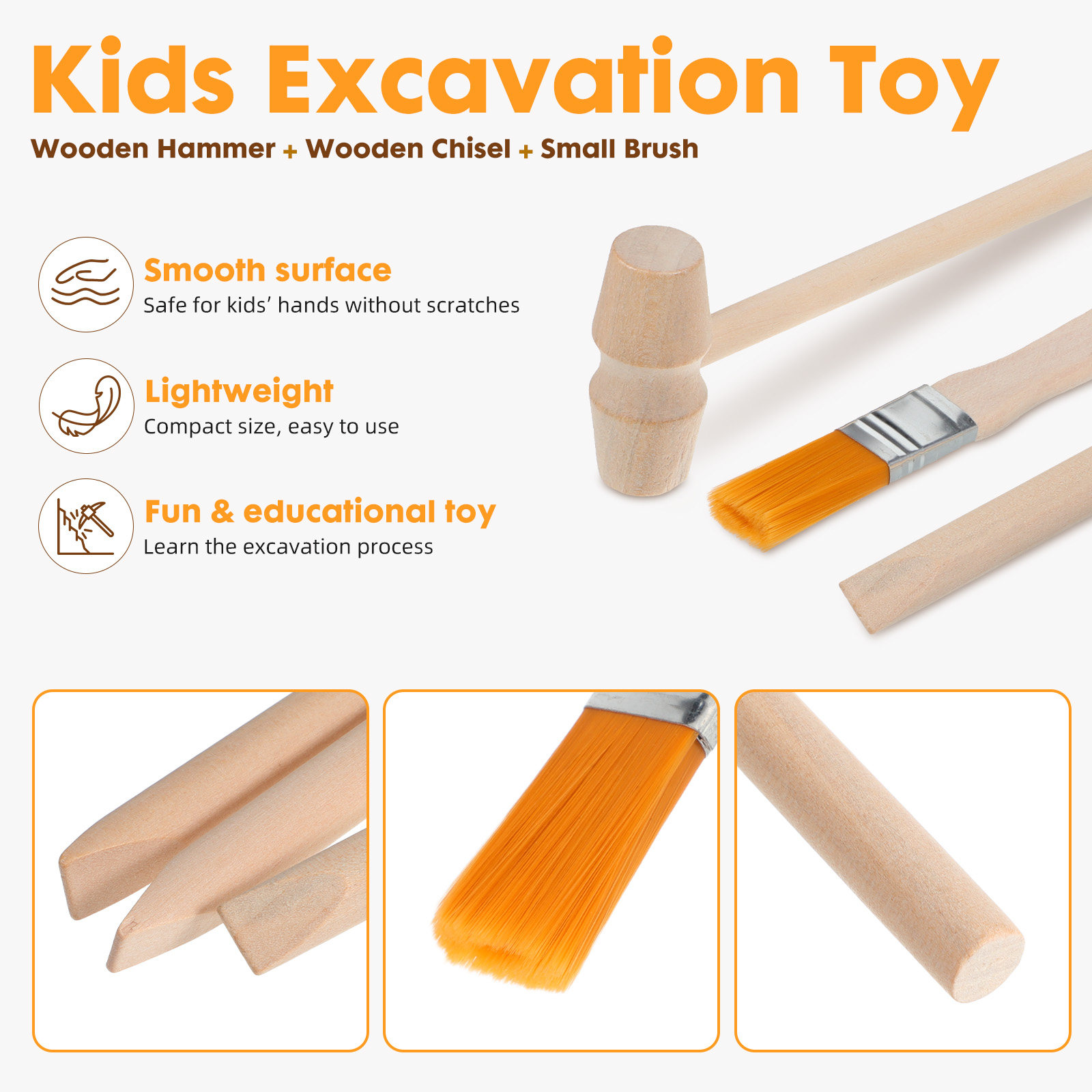 3Sets Dinosaur Digging Tools E - Chisel Set Wood のレビューと価格