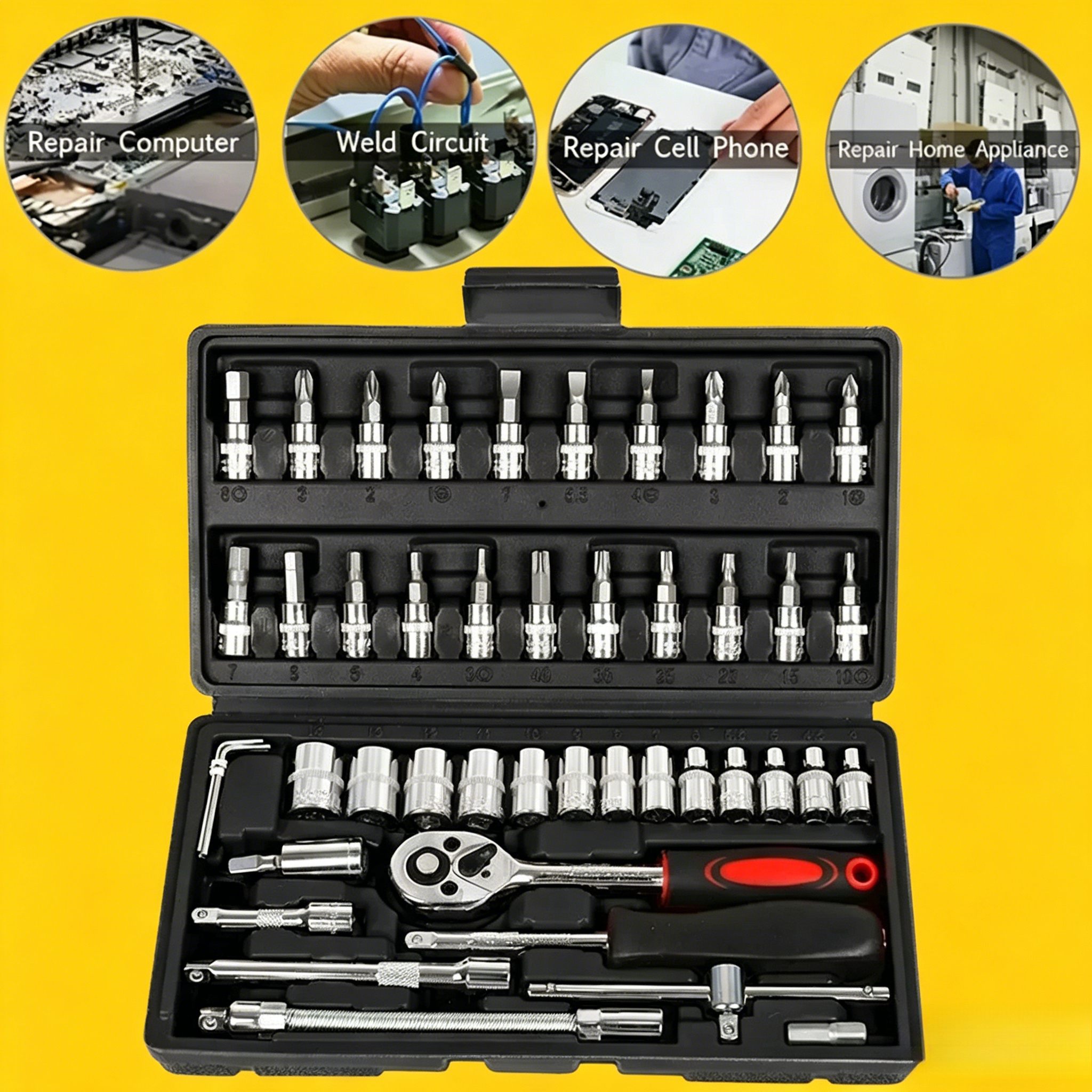 46 PCS Professional Auto Repai - Workshop Tools Kit のレビューと価格