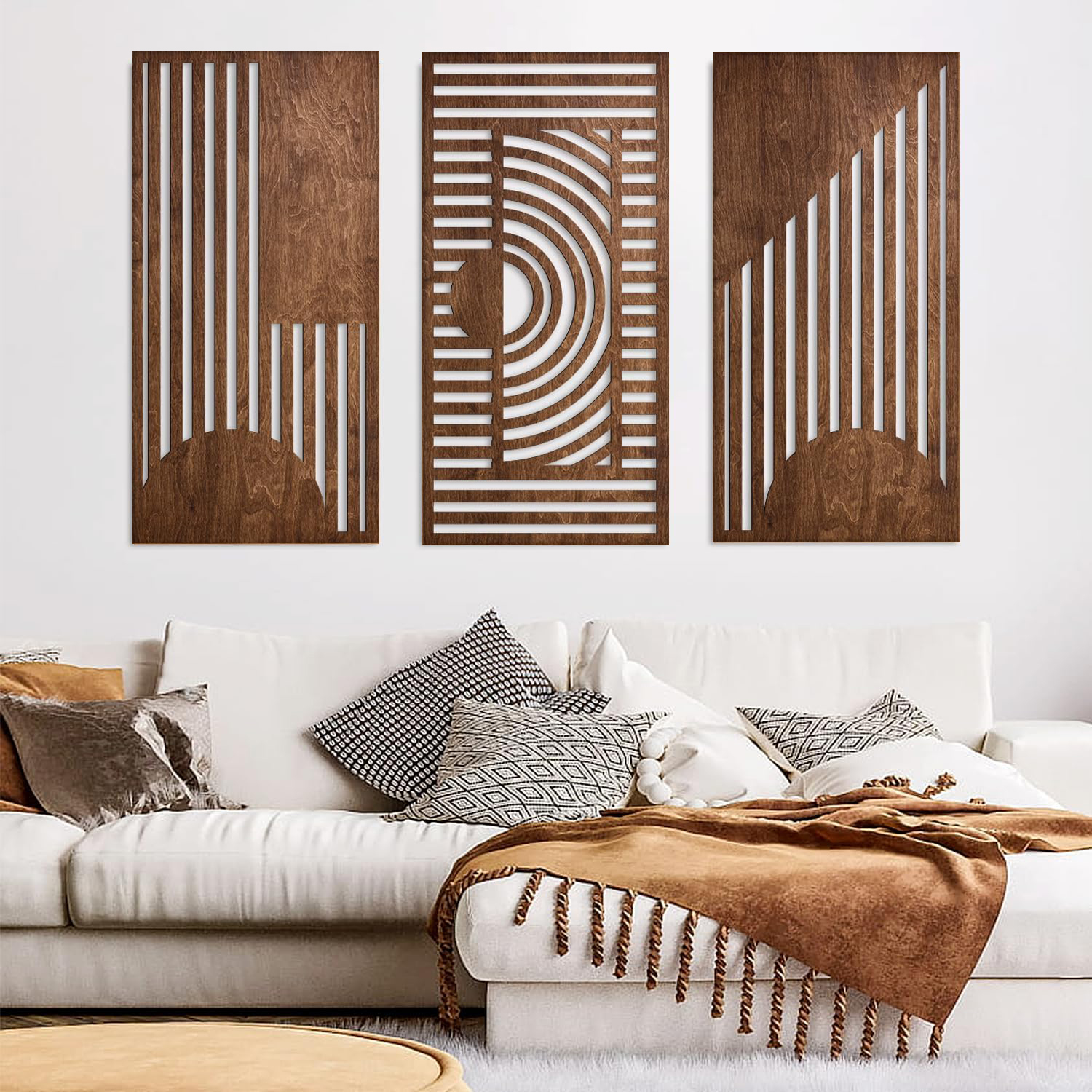 3 Pcs Geometric Wood Wall Art  - Chisel Set Wood のレビューと価格