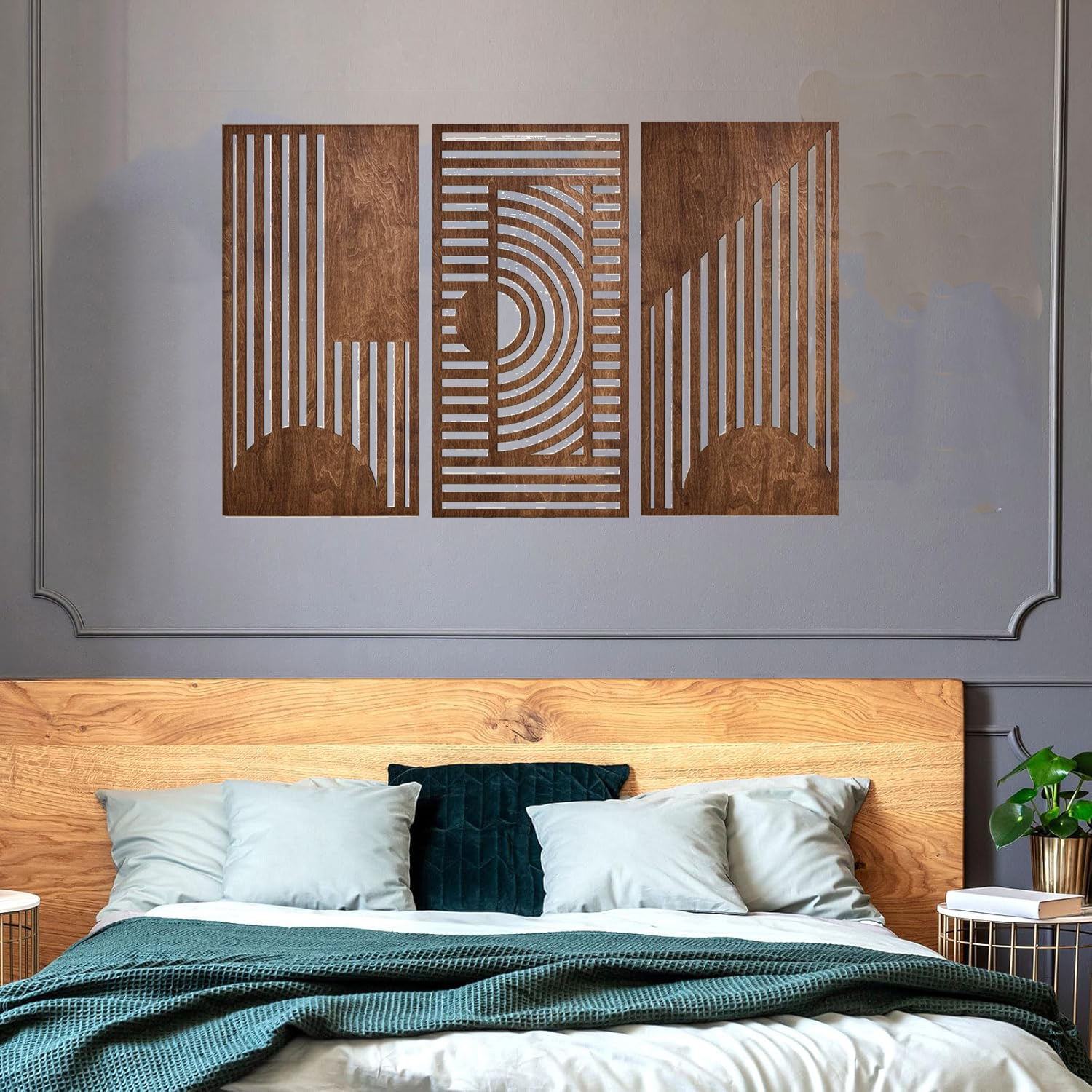 3 Pcs Geometric Wood Wall Art  - Chisel Set Wood のレビューと価格