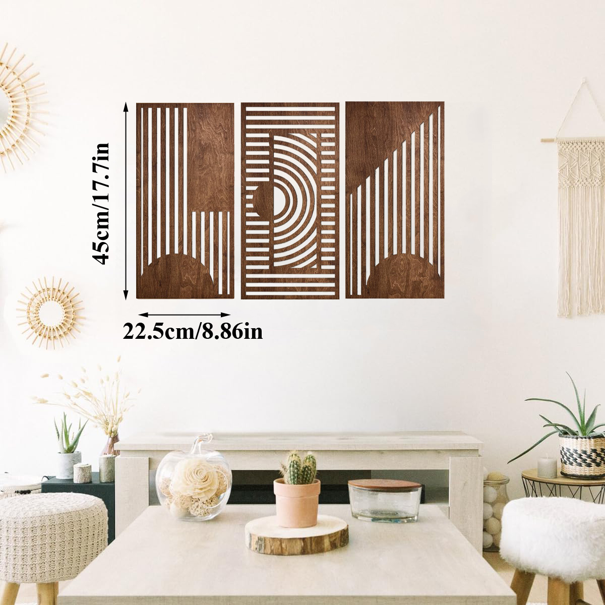 3 Pcs Geometric Wood Wall Art  - Chisel Set Wood のレビューと価格