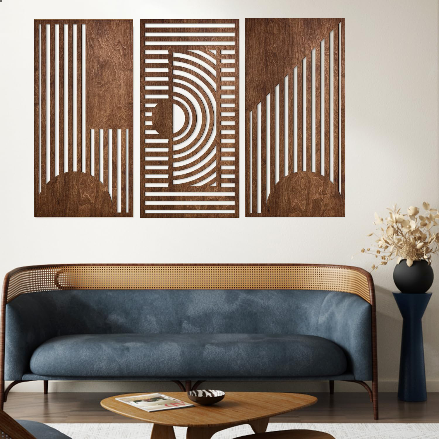 3 Pcs Geometric Wood Wall Art  - Chisel Set Wood のレビューと価格