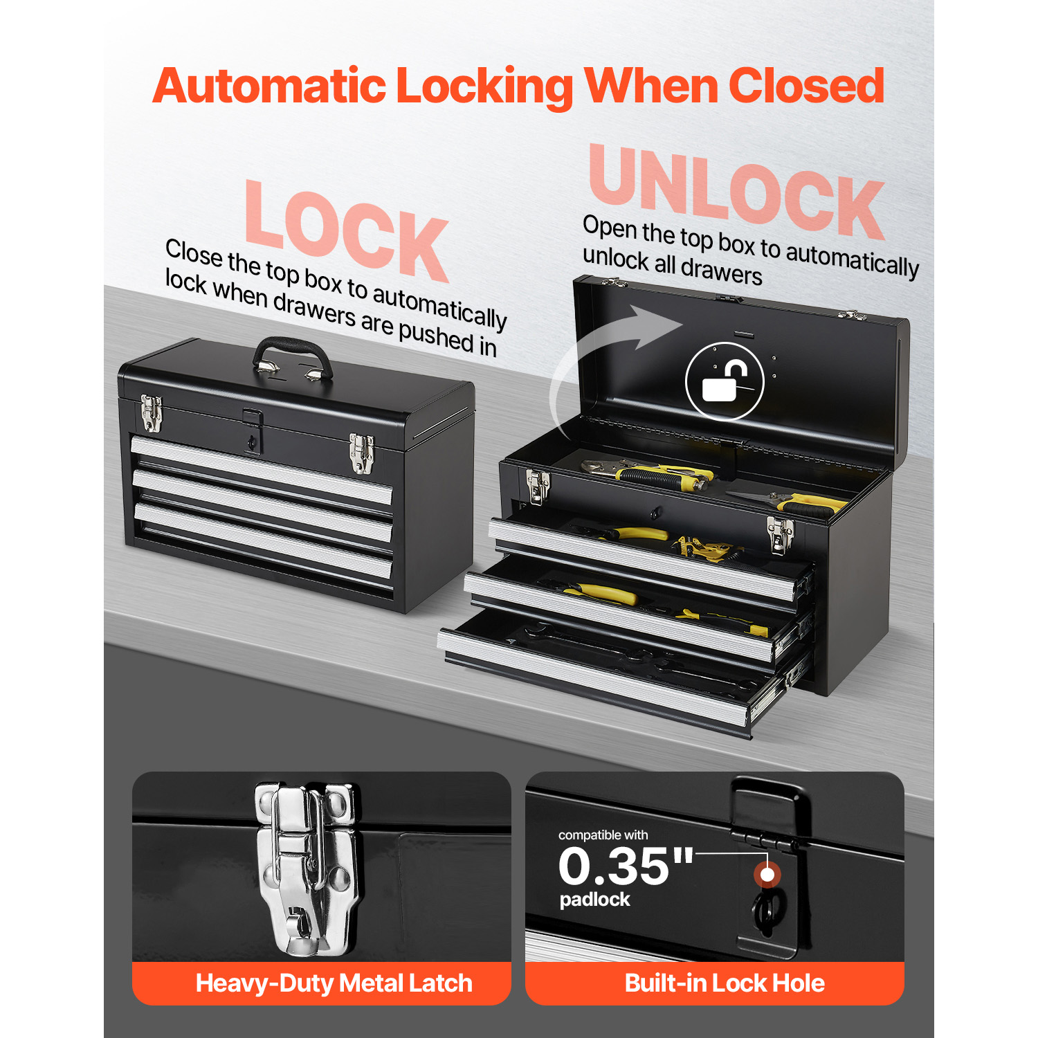 20in 3-Drawer Metal Tool Box B - Workshop Garage Tools Manufacturer のレビューと価格