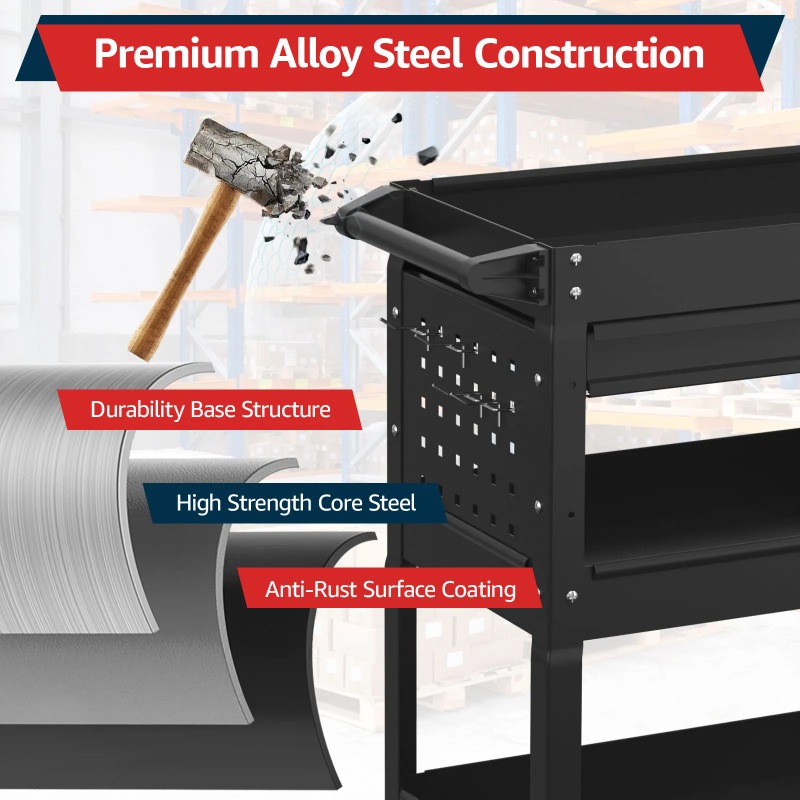 3-Tier Rolling Tool Cart Heavy - Workshop Garage Tools Manufacturer のレビューと価格